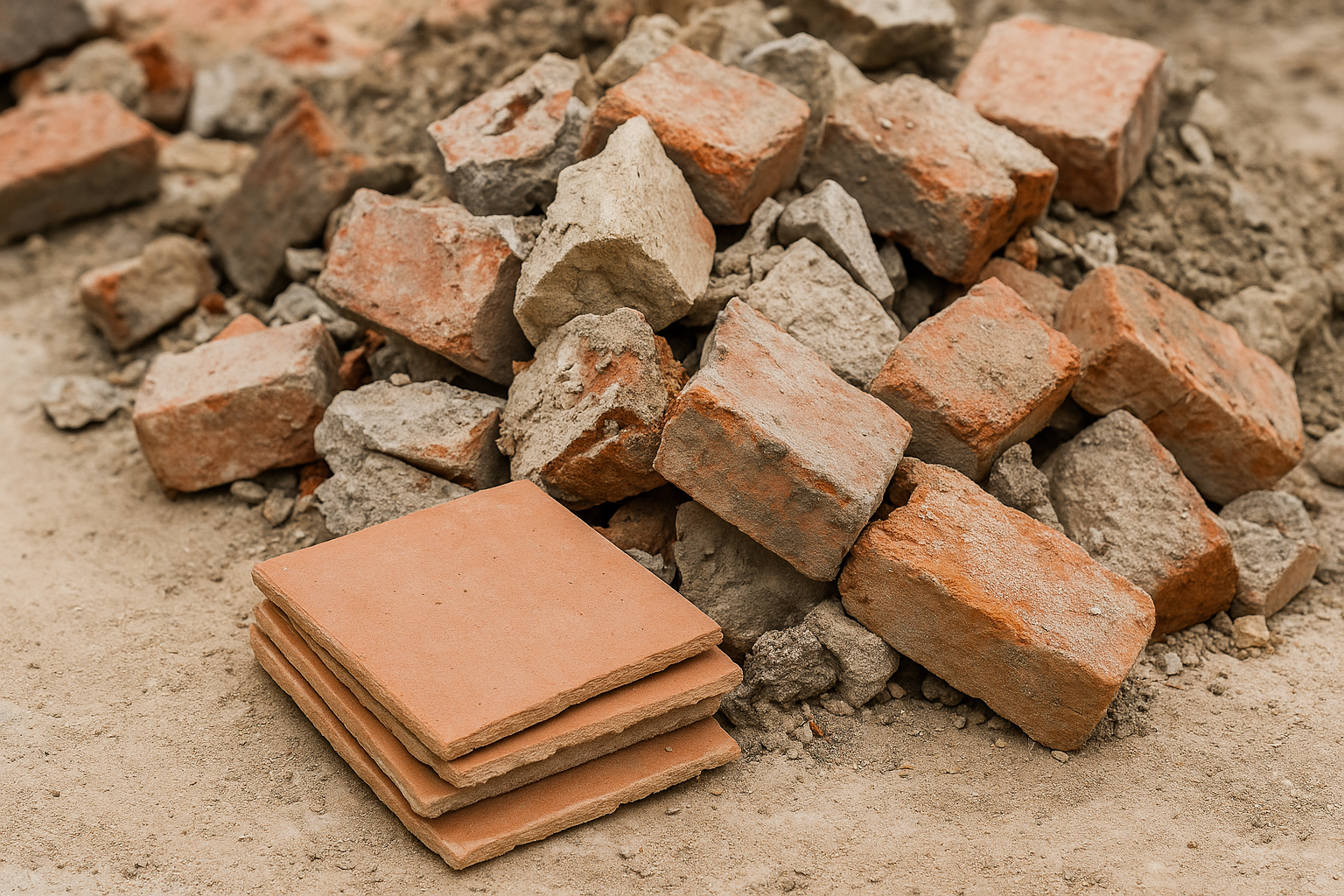 Sitt / építési törmelék: beton, tégla, járólap, vakolat, cserép